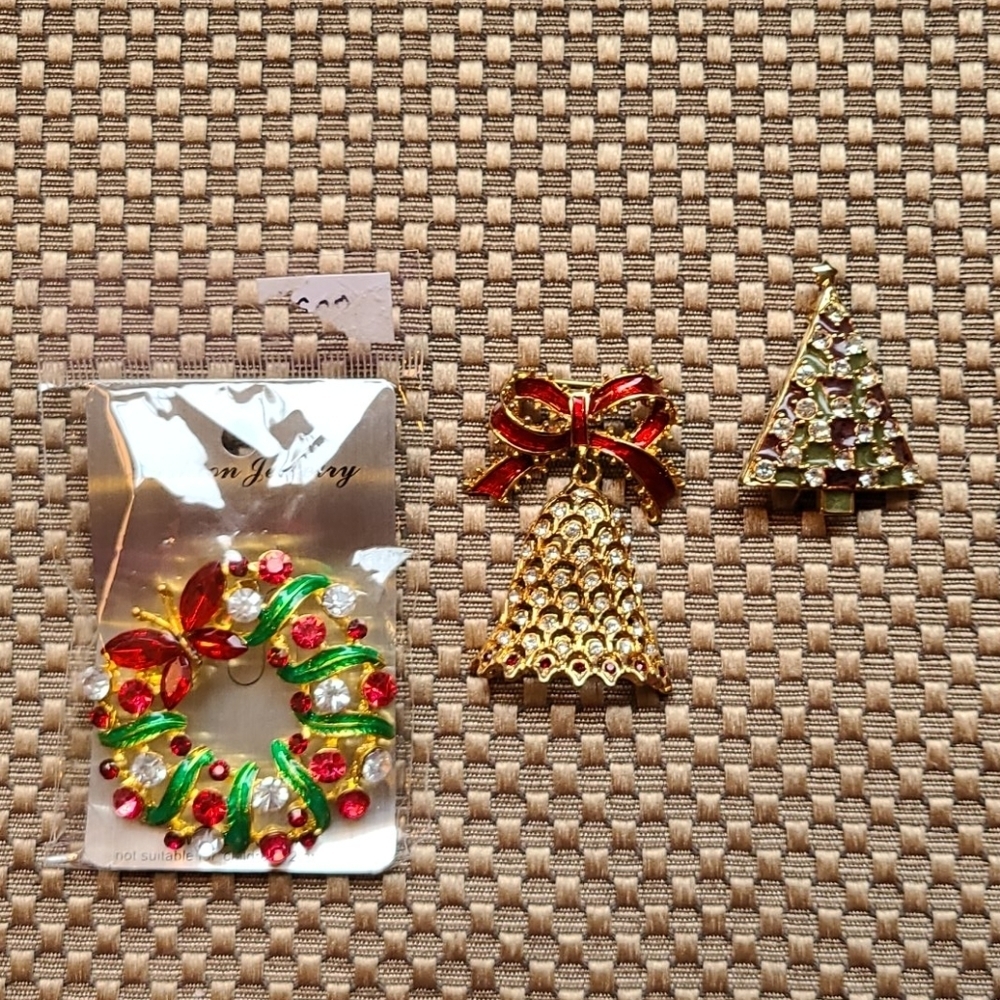 Three bright Christmas pins